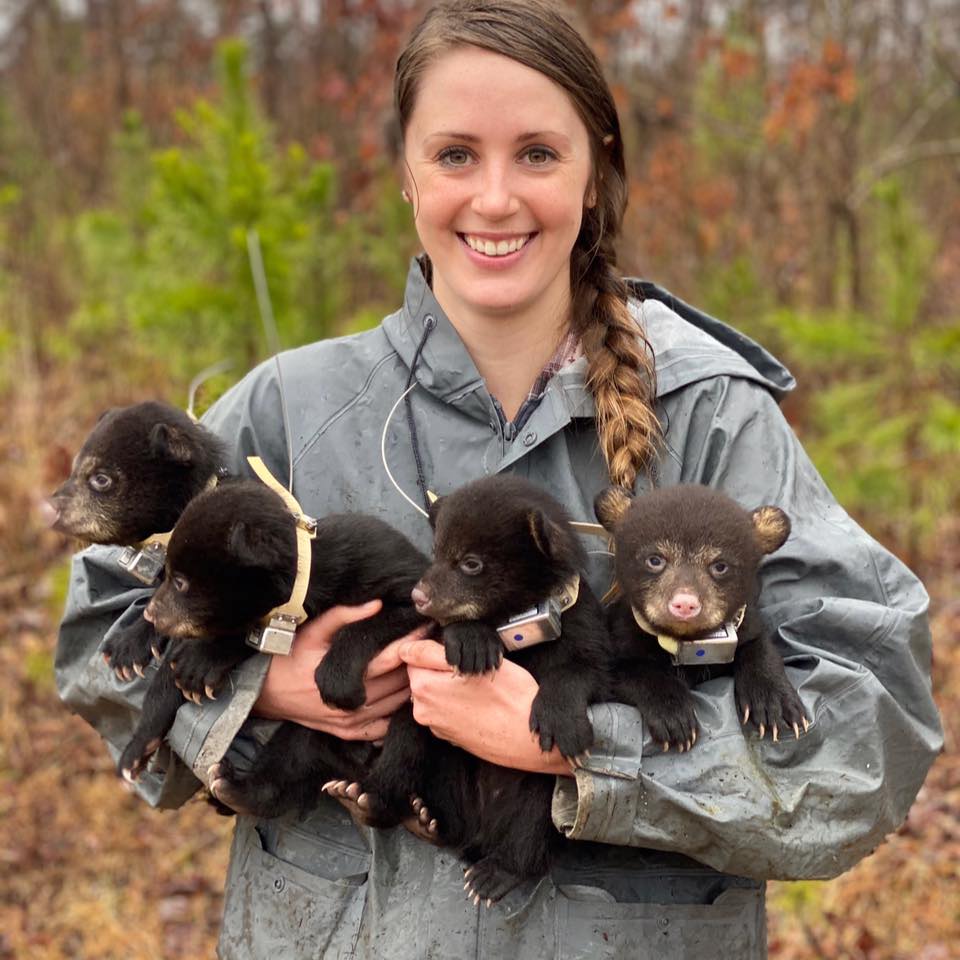 Hannah Leeper with bear cubs at Desoto State Park