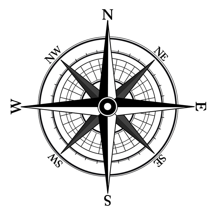 classic style illustration of a compass